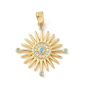 Латунные микро проложить кубического циркония подвески, солнечные чары, с синтетическими бирюзовый