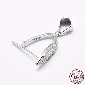 925 Sterling Silver Micro Pave Cubic Zirconia Pendant Bails, Ice Pick & Pinch Bails, Horse Eye