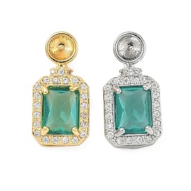 Оправы для подвесок из латуни с микропаве из кубического циркония, прямоугольные