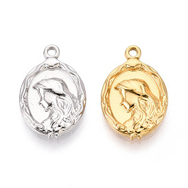 304 подвески из нержавеющей стали, ионное покрытие (ip), овал с женским шармом