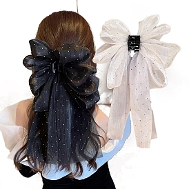 Plastic Claw Hair Clips, with Cloth Bowknot
