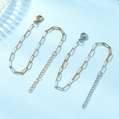 2 шт. 304 браслеты из двухцветной цепочки-скрепки из нержавеющей стали для женщин