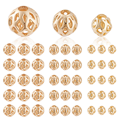 90 шт 3 стили латунные бусины, полый круглый