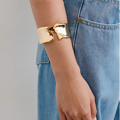 Преувеличенные 304 открытые браслеты-манжеты из нержавеющей стали, широкие браслеты для женщин