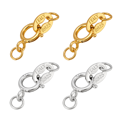 4 шт. 2 цвета s925 застежки-кольца из стерлингового серебра, с прыжковым кольцом и замшевой тканью, квадратная салфетка для полировки серебра