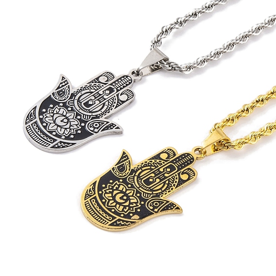 304 из нержавеющей стали ожерелья эмали, Хамса рука с глазом