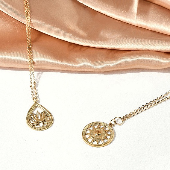 304 ожерелья из нержавеющей стали с подвесками в виде подсолнуха для женщин, реальный 18 k позолоченный