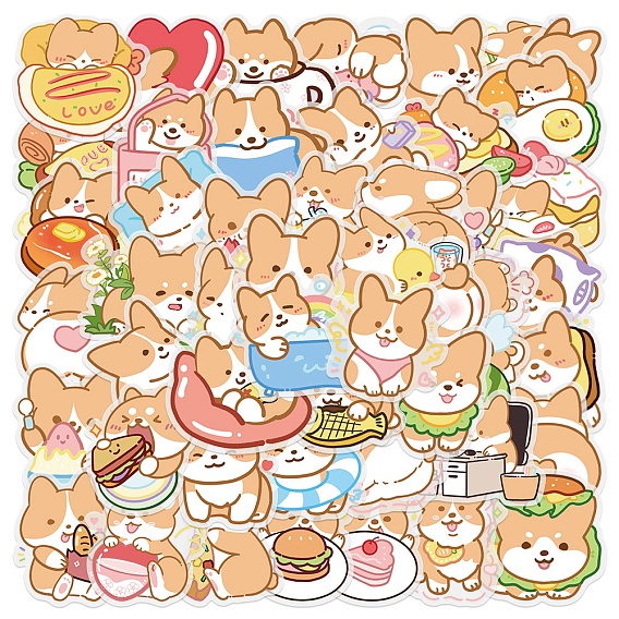 50шт. водонепроницаемые наклейки из ПВХ для собак, самоклеящиеся наклейки, для чемодана, скейтборде, холодильник, шлем, корги