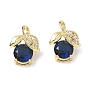Brass Pave Marine Blue Cubic Zirconia Charms, Cherry Charms, Long-Lasting Plated, Rack Plating, Lead Free & Cadmium Free