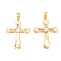 Easter Brass Micro Pave Clear Cubic Zirconia Pendants, with ABS Imitation Pearls, Cross Charms