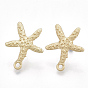 Alloy Stud Earring Findings, with Steel Pins and Loop, Matte Style, Starfish/Sea Stars