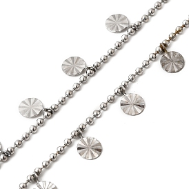 304 из нержавеющей стальной шарик цепочки, пайки, с плоскими круглыми прелести, с катушкой