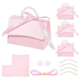 Набор свадебных сувениров, включая 1 листовую бумагу для рукоделия, 1 поликарбонатная лента, 1 ручка из бисера, 2 пары круглых крючков и петель, для изготовления бумажной подарочной коробки в форме сумочки