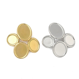 304 Настройки кабошон из нержавеющей стали кулон, плоский круглый с овальными подвесками, ионное покрытие (ip)