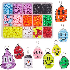 SUNNYCLUE DIY Ornament Accessories Making, with Resin Large Hole Beads, Iron Key Clasp Finding, Iron Split Key Rings and Polyester Cord