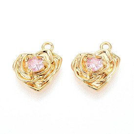 Латунные микро проложить кубического циркония прелести, сердце