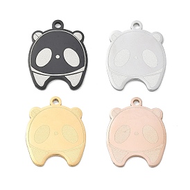 Pendentifs en acier inoxydable, charmes de panda, polir