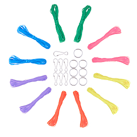NBEADS Plastic Lace Rope and Iron Split Key Rings/Key Clasp Finding