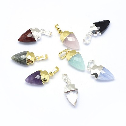 Cmешанные подвески драгоценных камней, с длинными латунными накладками, граненые, наконечник