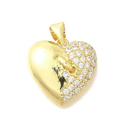 Латунные микропаве прозрачные подвески с фианитом, сердце прелести