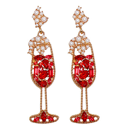 Retro Geometric Champagne Glass Earrings and Pendant Set for Women - Bold, Unique Accessories