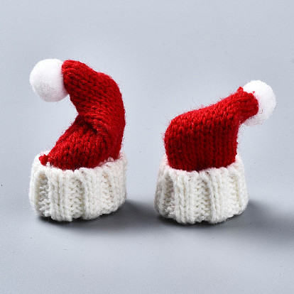 Polyester Christmas Knit Hat Ornament Accessories, for DIY Craft Making