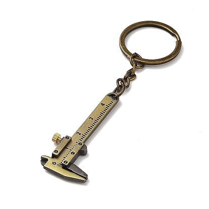 Alloy Vernier Caliper Pendant Keychain, with Iron Key Ring