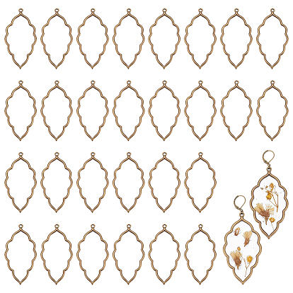 30 шт. тибетский стиль сплав открытый ободок большие подвески, лист, для diy уф смолы, эпоксидная смола, Прессованные цветочные украшения