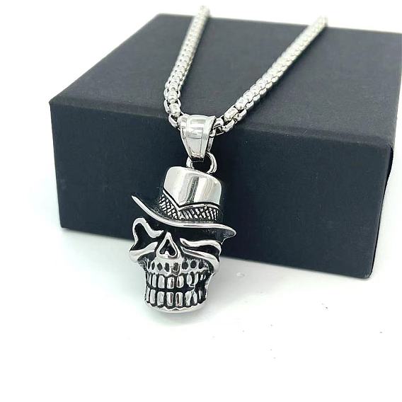 Ожерелья с подвеской из нержавеющей стали в виде черепа, панк-ретро, мужские украшения