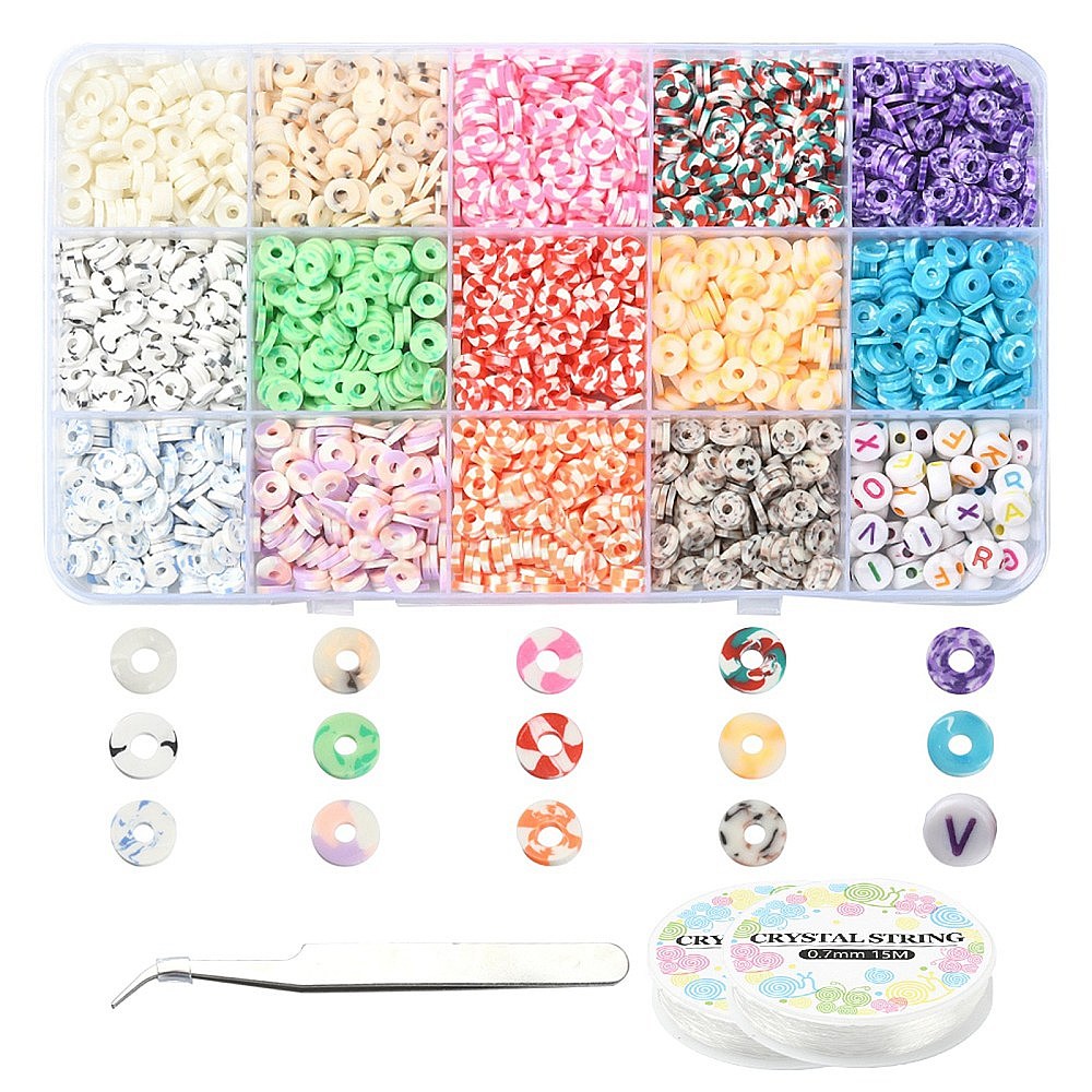 China Factory DIY Heishi Bracelet Making Kit, Including Polymer Clay Disc &  Acrylic Letter Beads, Tweezers, Elastic Thread 2362Pcs/set in bulk online 