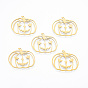 201 Stainless Steel Pendants, Pumpkin Jack-O'-Lantern, Halloween Style
