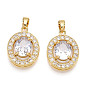 Латунные микро проложить кубического циркония подвески, без кадмия и без свинца, овальные амулеты