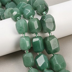 Естественный зеленый авантюрин бисер нитей, овальные, граненые, с бисером