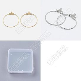 Beebeecraft 40Pcs 2 Color Brass Pendants, Hoop Earring Findings, 2-Loop Link Pendants, Ring