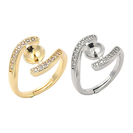 Латунные микрофибровые кубические цирконии чашки колец оправы, для полуполых бусин 