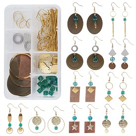 SUNNYCLUE DIY Metal Dangle Earrings Making Kits, Including Brass Pendants & Linking Rings &  Earring Hooks, 304 Stainless Steel Findings and Glass Beads