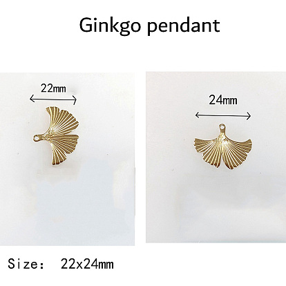 Placage ionique (ip) 304 pendentifs en acier inoxydable, breloque feuille de ginkgo