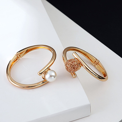 Minimalist European and American Pearl Bird's Nest Gold-plated Bracelet - Fashionable, Simple, Elegant.