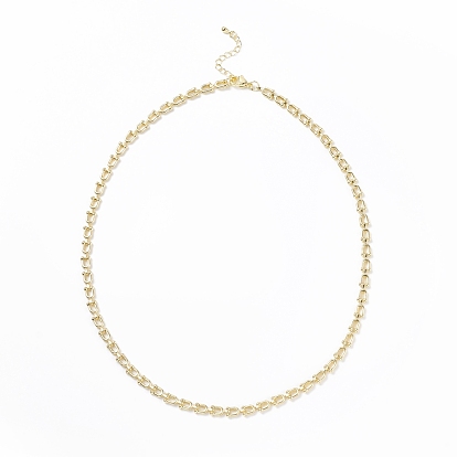 Brass Initial Letter U Link Chain Necklace for Women