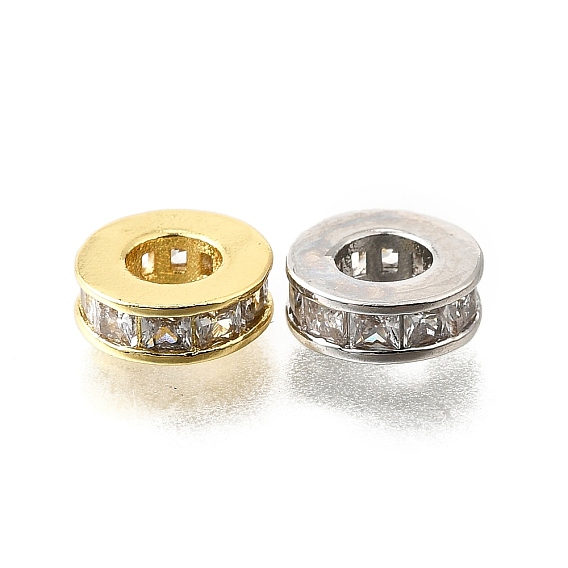 Круглое кольцо из латуни с микропаве прозрачные кубические циркониевые бусины, долговечный, без кадмия и без свинца, стойки покрытие