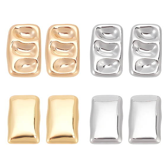 4 пары 4 стильные серьги-гвоздики из сплава для женщин, прямоугольные