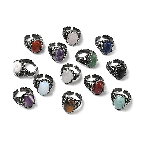 Манжеты с натуральными и синтетическими драгоценными камнями, медные кольца, овальные