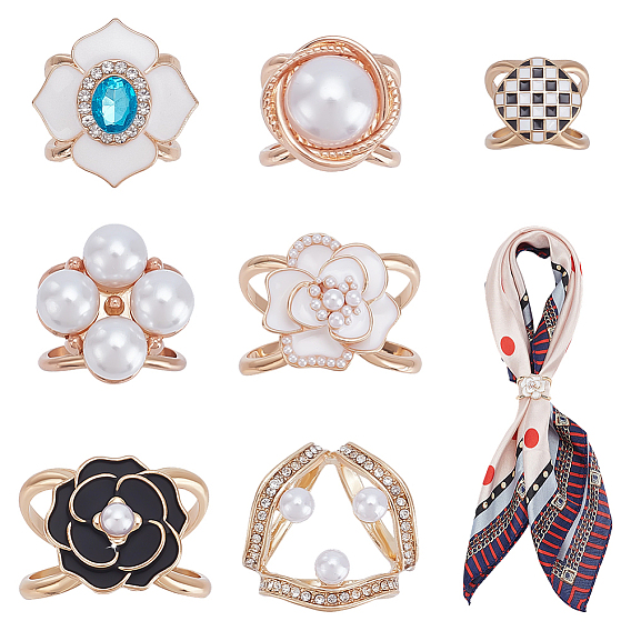 7шт. 7 стилей зажим для шарфа из цинкового сплава, броши-пуговицы для шали для женщин, разнообразные