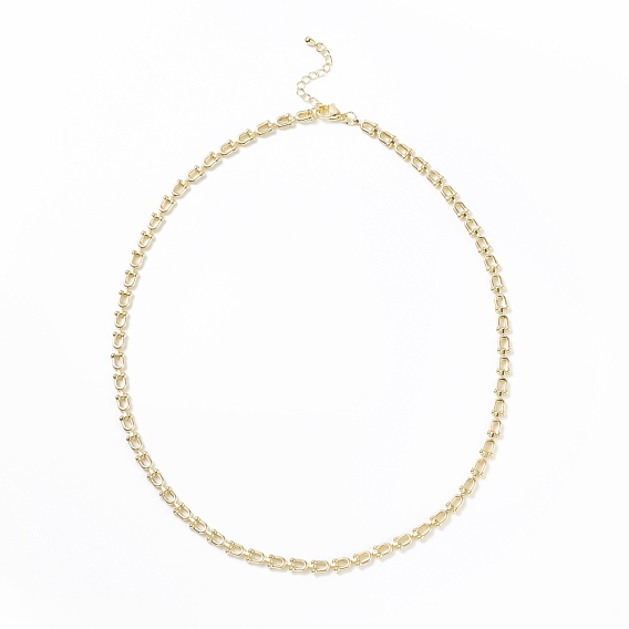 Brass Initial Letter U Link Chain Necklace for Women