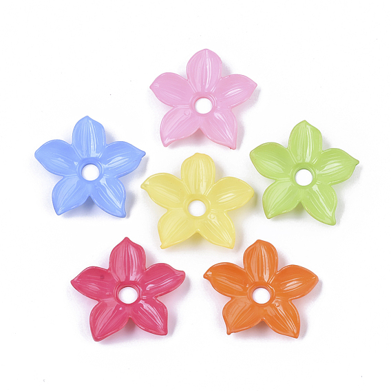 Opaque AS Plastic Bead Caps, 5-Petal, Flower