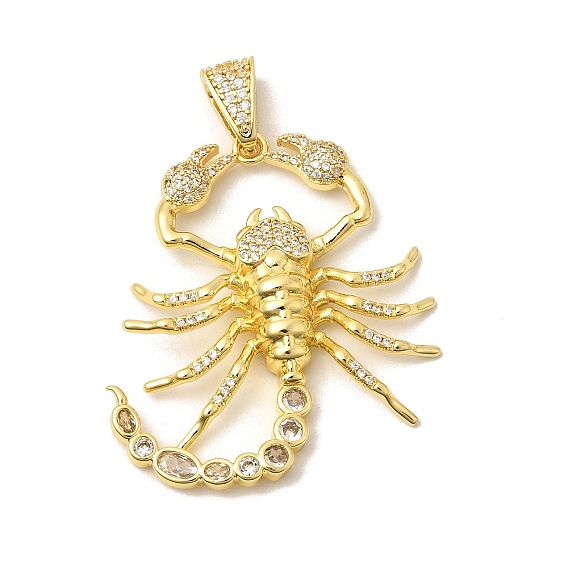 Латунные микропаве прозрачные подвески с фианитом, прелести скорпиона, долговечный, без кадмия и без свинца, стойки покрытие