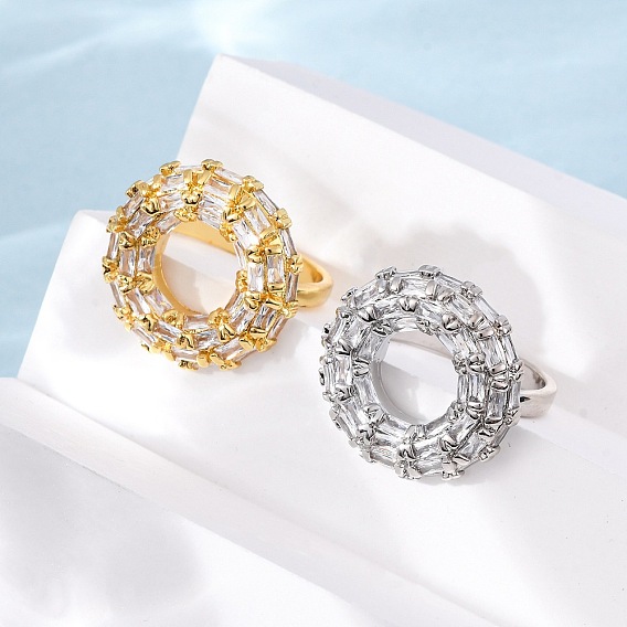 Латунные микро проложить манжеты кольца кубического циркония, круглые, без кадмия и без свинца, стойки покрытие, долговечный