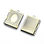 Brass Locket Pendants, Photo Frame Charms for Necklaces, Cadmium Free & Nickel Free & Lead Free, Rectangle