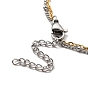 Two Tone 304 Stainless Steel Charm Anklet, Curb Chains Double Layered Anklet for Women, Golden & Stainless Steel Color