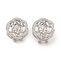925 Sterling Silver Micro Pave Cubic Zirconia Earring Settings Findings, for Half Drilled Beads, Flower